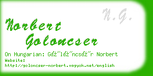 norbert goloncser business card